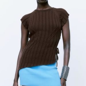 Zara asymmetrical rib knit top